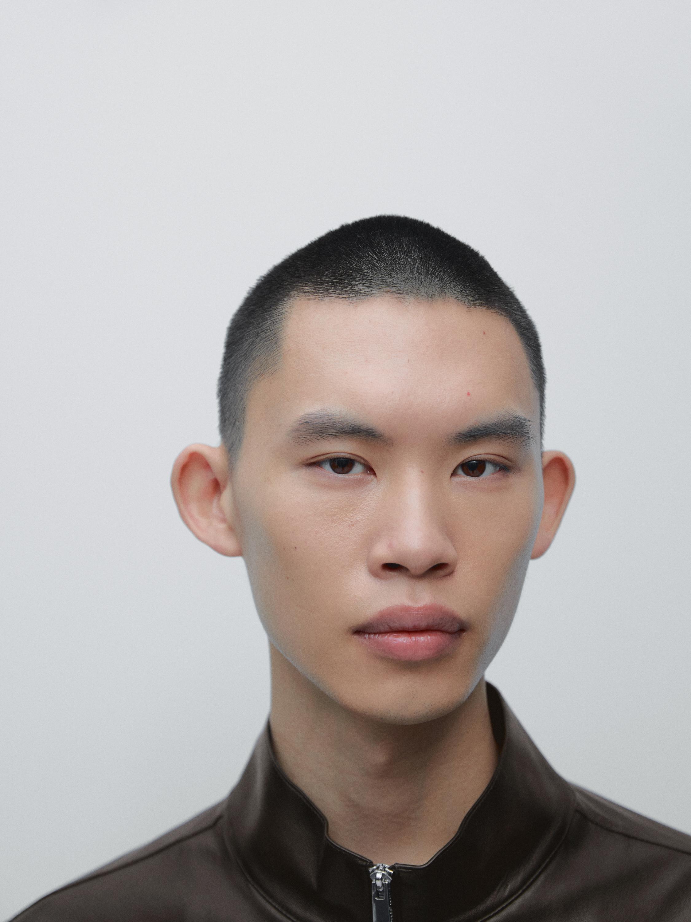 Distressed effect nappa leather jacket